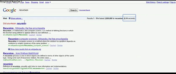Recursion: "Kendini sonsuz olarak tekrar etme" anlamndaki bu szc arattnzda, Google size ayn aramay yapmanz neriyor.