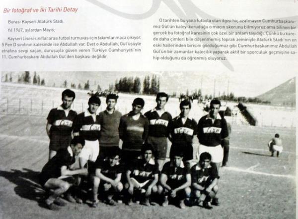 G�l'�n 1967 y�l�nda kaleci kaza��yla �ekilmi� foto�raf�, 'Sporda Kayseri Modeli' adl� kitapta yer ald�.