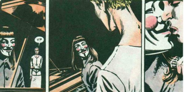 Keskin, ��gen hatl�, h�nz�rca g�l�mseyen suratl� bug�nk� maskeler, asl�nda ilk kez 1982 y�l�nda yay�nlanan 'V for Vendetta' �izgi roman�nda ortaya ��kt�...