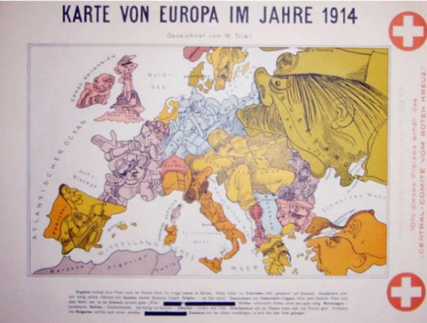 Bu propaganda haritas ise, Walter Trier tarafndan yaymlanm. Walter Trier daha sonra "Emil ve Dedektiv" izgi roman karekterleriyle n yapt. Trier'in propaganda haritasnda Osmanl mparatorluu, gz Avrupa'da olan pskll fesli bir adam olarak tasarlanm