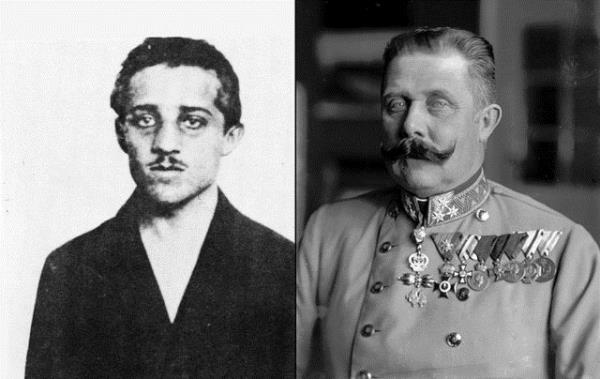 4. Suikast Srp milliyetisi Gavrilo Princip ve kurban veliaht Aridk Franz Ferdinand