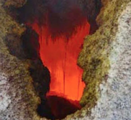 Malik cehennemden ine delii delii kadar bir yer at. Oradan iplik inceliinden siyah bir duman kt. O duman bir saat ksayd; btn yeri ve semalar o dumann karanl sarard.