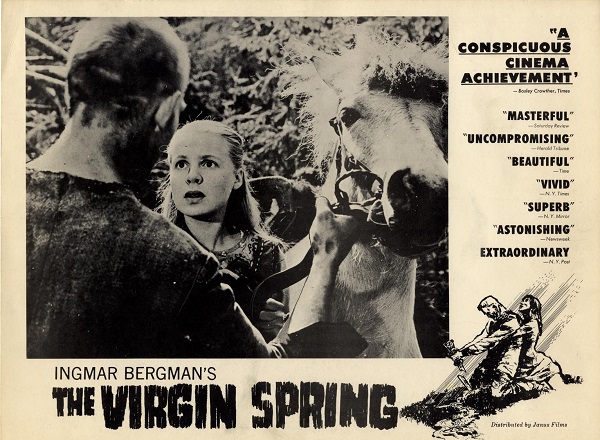 <p><b>Jungfrukllan / The Virgin Spring</b></p>  Ustalarn ustas Ingmar Bergman'n bayapt filmlerinden bir tanesi (sayyla 1). Dini elerle bezeli ve zellikle de Paganizm-Hristiyanlk krsalnda dolaan bir film. ldrlen bir gen kz ve dininin retilerini yok sayp kznn intikamn almak isteyen bir babann hikyesini bulacaksnz bu filmde. 1960'ta en iyi yabanc film Oscar'n almt film, hatrlatmakta yarar var.  <p><b>Kaynak: listelist.com</b></p>
