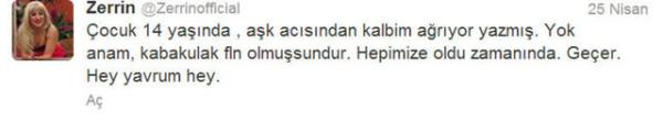 Twitter'daki bu hesap dizideki Zerrin roln canlandran Derya Karada tarafndan ynetilmiyor.
