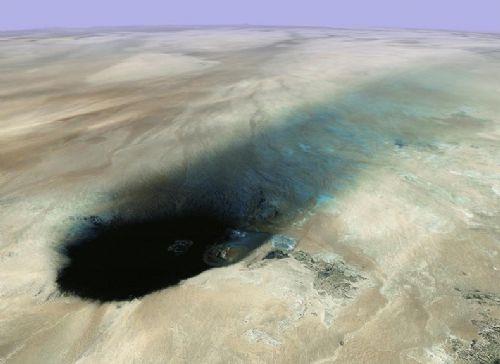 Vadinin ortasnda snm bir volkan ve onun etrafnda bir gl..