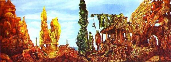 <br><b>Ernst - Europe After the Rain II (1942) - Sumner Collection, Hartford</b></br>  Sanat tablosunda tahrip edilmi bir doay en rktc biimiyle resmetmitir.Tuhaf bir canl mahvolmu dnyada a gzlerle dolamaktadr. Bu resim uygarln geliimine kukuyla yaklaan dnem sanatlarnn fantastik kayglarn dile getiren trajik elerle dolu bir almadr. Gnmzde Hartford'da bulunan Sumner Collection'da sergilenmektedir.