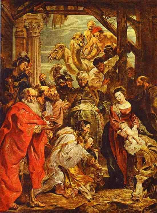 <br><b>Rubens - The Adoration of the Magi</b></br>  Hristiyanlarn hayatn betimledii bu eserde Rubens keskin hatlar, parlak renkler ve dzgn hatlar kullanmtr. Gnmzde Madrid'de bulunan Prado galerisinde sergilenmektedir.