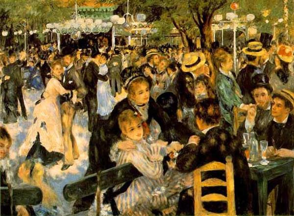 <br><b>Renoir - Bal du Moulin de la Galette (1876) - Musee National d'Orsay, Paris</b></br>  Eserde Paris'in Montmarte blgesindeki Moulin de la Galette restorannda bir pazar leden sonras tasvir edilmitir.19.yzyldaki orta snf Parislilerin elencesi resmedilmitir.Eser Paris'te Musee National d'Orsay'da sergilenmektedir.