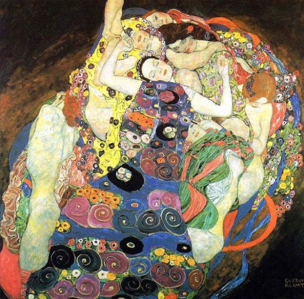 <br><b>Klimt - The Virgin (1913)</b></br>  Birok iek ieren bu resim kadnln geliimini konu alr. 5 kadn ( ya da 1 kadn ve 4 farkl adan kendi yansmas) yer almaktadr. Kadnlarn geirdii her aama ayn kadn tarafndan temsil edilmektedir. Gnmzde Prag'da bulunan National Gallery'de sergilenmektedir.