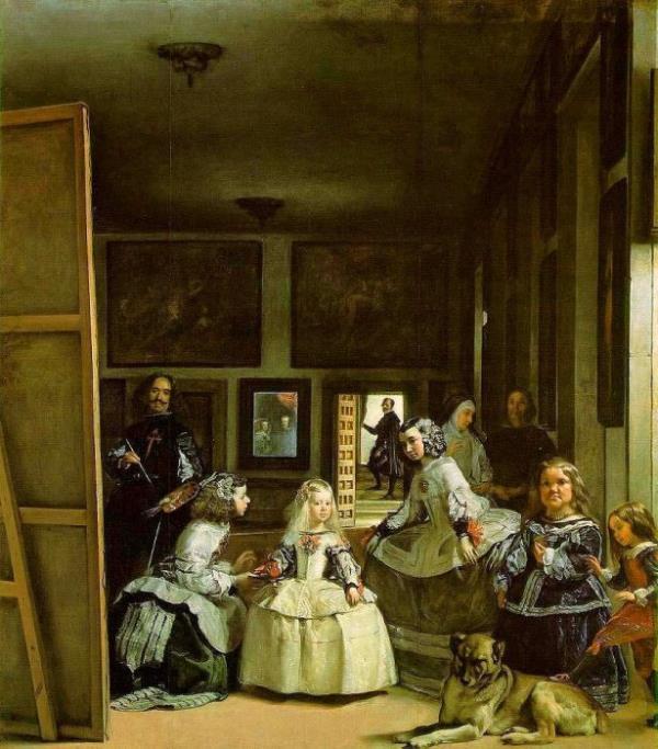 <br><b>Velasquez - Las Meninas (1656) - Prado, Madrid</b></br>  Velasquez'in yapt en byk boyuttaki eserdir.Ressamn Alkazar kalesindeki stdyosunda izilmitir.Eserde ortada aynaya bakan kk prenses, nedimeler, kpek,saray korumas ve resim yapan Velasquez grlr.Eserin en ilgin yan arkada grnen aynada kral ve kralienin yansmalar gzkmektedir.Eser Madrid'de Prado mzesinde sergilenmektedir.