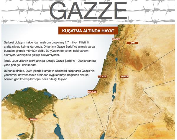 <p><b>Kuatma altnda hayat Gazze</b></p>  Serbest dolam hakkndan mahrum braklm 1,7 milyon Filistinli, arafta skp kalm durumda. Onlar iin Gazze eridi'ne girmek ya da buradan kmak mmkn deil. te kuatlm toprak Gazze eridi'nin bilinmeyenleri...   <p><b>(KAYNAK:ALJAZEERA)</b></p>