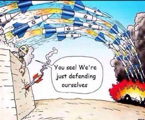 Filistin'de yaananlar anlatan bir karikatr.