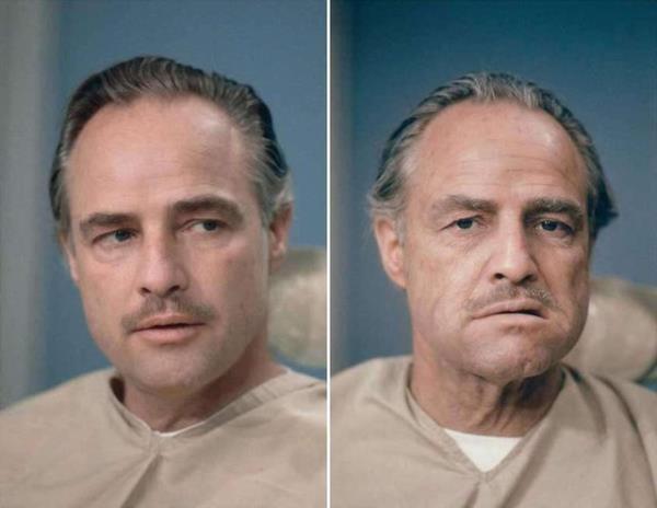 Marlon Brando'nun Godfather filmindeki makyaj: ncesi ve sonras