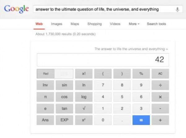 Eer okumadysanz Google'da "answer to life, the universe and everything" diye yazp kendimi ansl hissediyorum dmesine basn. Karnza kacak olan say size sorularn yantn verecek.