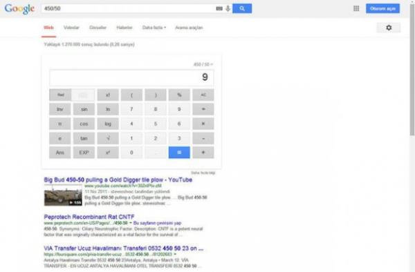 Google Hesap Makinesi Google arama ubuunun bir hesap makinesi olarak kullanldn biliyor muydunuz? Skc ve uzun matematik ilemlerinizde Google'dan biraz yardm alabilirsiniz.