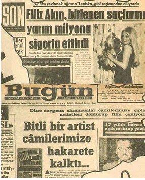 <p>4 ubat tarihli "Son" gazetesi manetten Filiz Akn'n film ekimi srasnda Aksaray Valide Camisi'nde bitlendiini duyurdu. Birka gn sonra din adamlar bu habere byk bir tepki gstermeye baladlar.</p>     Bu habere ilk tepki Valide camiisi ba imam Mehmet Selehattin Trln'den geldi: "Camimizin bitli olduu tamamen iftira. Hallarmz seccadelerimiz her gn  elektrik sprgesi ile sprlr. Bu sprgeye ne bit ne pire ne de tahta kurusu dayanr.''     <p>Olayn ardndan konuan Filiz Akn unlar syledi: ''Elhamdlillah ben de mslmanm. Ben camide bitlenmedim, caminin yaknlarnda ekim yaptmz bir  mahzende bitlendim. Galiba bir yanl anlalma olmu.''</p>