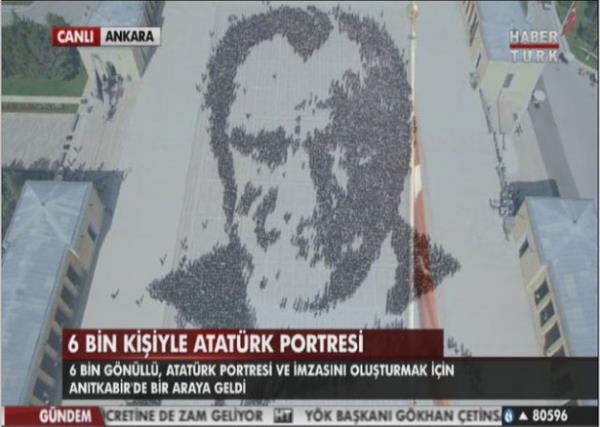 Antkabir'de binlerce kii rekor denemesi iin bir araya geldi. Alt bin kii Atatrk'n portresini oluturdu.