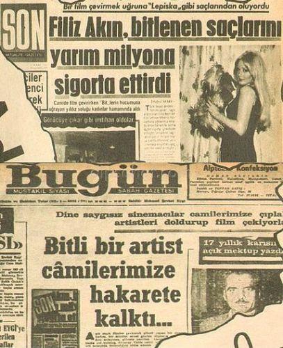 Filiz Akn ve imamlar arasndaki 'bit' polemii 4 ubat tarihli "Son" gazetesi manetten Filiz Akn'n film ekimi srasnda Aksaray Valide Camisi'nde bitlendiini duyurdu. Birka gn sonra din adamlar bu habere byk bir tepki gstermeye baladlar. Bu habere ilk tepki Valide camiisi ba imam Mehmet Selehattin Trln'den geldi: "Camimizin bitli olduu tamamen iftira. Hallarmz