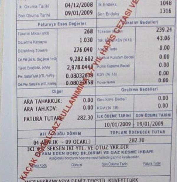 2.ok fazla gelen doalgaz faturas