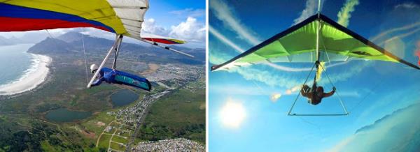 Hang gliding (Yelken/Delta Kanat Sporu): Yelken kanat ya da dier adyla Delta kanat.Dier hava sporlarndan yama parat ve planrcln bir karmdr, szlme prensibi ile alan bir serbest uu hava tatna ihtiya duyar... Biraz ykseke bir tepeden koarak kalk yapp saatlerce havada kalnabilir. Ara planrler gibi motorsuz umasna ramen yerden ykselen scak hava akmlarn ve tepeye arparak ykselen hava akmlarn yakalayarak binlerce metre ykselebilir. Bylece bulut tabanna ulap buluttan buluta atlayarak uzun mesafeler uabilir. Manzara ve adrenalin bir arada...