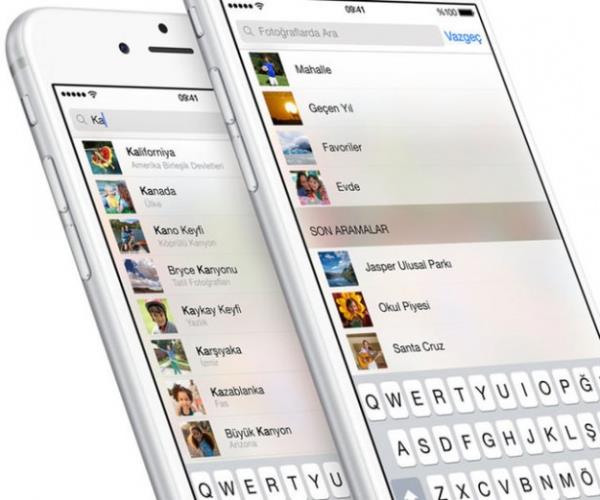 Fotoraflar daha rahat bulmak iin, fotoraflar sizin iin telefon tarafndan belirli kategorilere ayrlyor bylece fotoraflar arasnda arama yaplabiliyor.