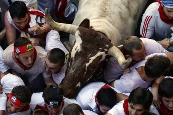 Her yl dzenlenen san fermin festivaline dnyann drt bir yanndan binlerce turist katld.