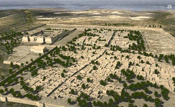 Olduka dzenli yollar ve kanalizasyon sistemleri kentte geni bir nfusun yaadn gstermektedir. amurla svanm tula evlerin byk bir ksmnda banyo bulunmaktadr. Merdiven kalntlar evlerin en azndan iki katl olduunu gstermektedir.