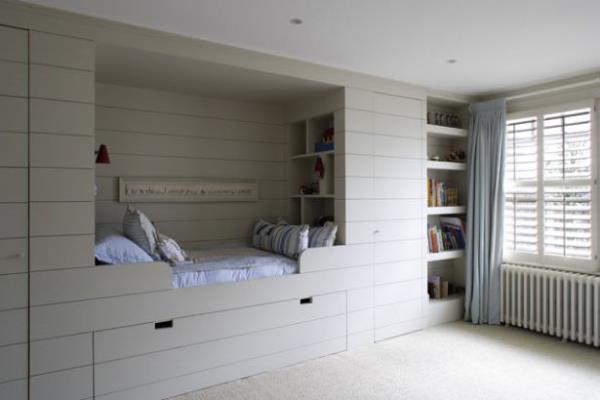 <br><b>5- ocuklara Daha ok Alan</b></br>  zellikle ocuk odalarnda daha ok alan amak gerekiyor ki rahat rahat oynasnlar! Gmme dolap tasarlatyorsanz resimdeki gibi, ok fonksiyonel olabileceini aklnzdan karmayn.  Hem yatak, hem elbise dolab, hem kitaplk!