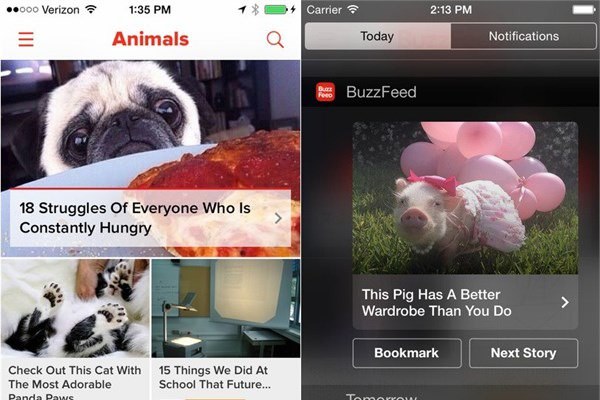 <br><b>BuzzFeed</b></br>  iOS 8'le birlikte trend olan gelimeleri bildirim merkezinden grmek mmkn.
