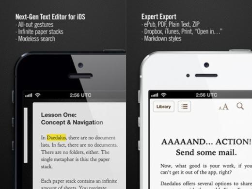 Daedalus Touch:     Farkl� edit �zellikleri ile sadece yaz� �zerine odaklanan bir uygulama.     Fiyat: 0,99 dolar
