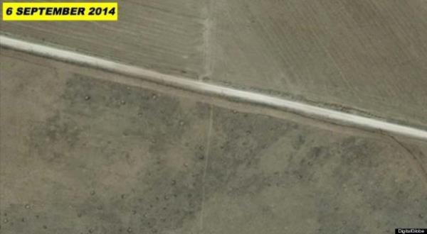 Fotoraflarda ayn zamanda Trkiye snrnn atmalardan sonraki hali gsterildi.