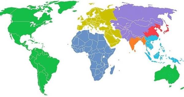 Her Biri 1 Milyar Nfusa Sahip 7 Blgeye Ayrlan Dnya Haritas