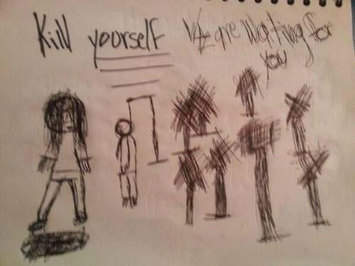 <p><b>6. Kk bir ocuun yapt korkun izim</b></p>    "Kendini ldr. Seni bekliyoruz"