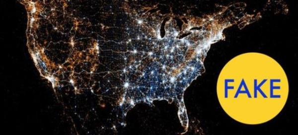 Bu fotorafn ABD'nin uzaydan gece grn olduu iddia edildi. Ancak bu doru deil. Bu fotoraf ABD'de gece Flickr ve Twitter'daki hareketleri gsteriyor.