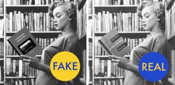 Marilyn Monroe'yu spanyolca kitap okurken gsteren bu fotoraf da hileli. Dorusu sada. Monroe'nun okudu kitap ngilizce ve ad "Enemy of the People".