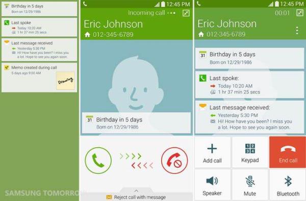<b>4. Arama srasnda arayan bilgisi gsterme:</b> Balk nispeten basit bir anlam karyor olsa da, Galaxy Note 4'te arayan kiiye ait ok eitli bilgileri arama srasnda grmek mmkn. Doum gn, son grme zaman, aranzda geen mesajlamalar gibi hatrlandnda yararl olabilecek ve grmeyi kolaylatrabilecek bilgileri direkt olarak konuma srasnda grebiliyorsunuz. Bunun iin Telefon uygulamasnda Ayarlar>Aramalar>Arayan bilgisi gster yolunu izleyerek gerekli ilemleri yapabilirsiniz.