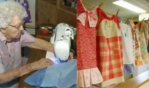 90 ya��nda ama her g�n bir �ocuk k�yafeti dikip yoksul ailelere g�nderiyor