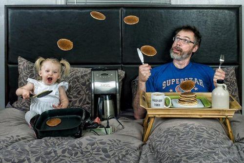 "Dnyann En yi Babas" olarak, drt yandaki kz Alice Ari ile yaamlarndaki umursamaz, bencil ve bazen zorba baba olarak kendi portlerini yaratan Dave Engledow: "Ben her zaman kiisel korkularm ve endielerim ile baa kmak iin farkl bir yol olarak mizah kullandm. Bir ok ynden mizahi korkularm gstermek iin bu fotoraflar ektim ve rendim ki babala dair bilmem gereken daha ok ey var." demekte.