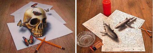 Hollandal sanat Ramon Bruin, gereklik ve sanat arasndaki izginin snrlarn zorlayan optik illzyonlu almalaryla nl. Kendi kendisini yetitirmi olan Bruin, yapt resimleri doru alardan fotoraflayarak resimlerdeki nesnelerin  boyutlu olduu illzyonunu yaratyor.