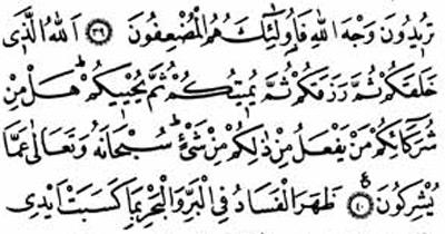 Rum, 40 ? Allah O yce Rabdir ki sizi yaratr, sonra rzklandrr, sonra tayin ettii vde geldiinde sizi ldrr, sonra da diriltir.Dnn bakalm: Sizin, ibadette Allah'a ortak yaptnz putlar iinde bunlardan herhangi bir eyi yapabilen var m? Allah onlarn iddia ettikleri ortaklardan mnezzehtir, ycedir.