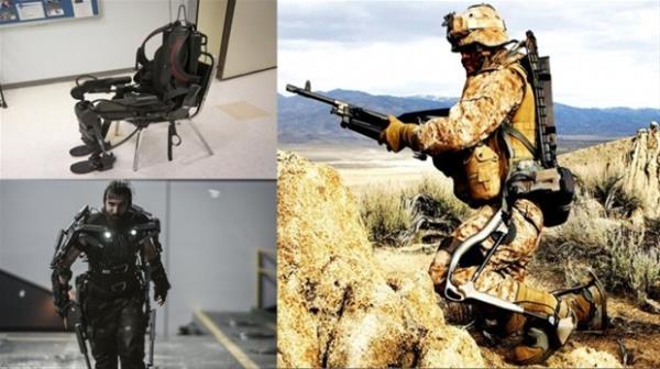 <br><b>Evrensel nsanl Yk Tayc Sistem (HULC)</b></br>  Hidrolik sistem zerine kurulmu, insan biimli d iskelettir. Askerilerin 90 kiloya kadar olan ykleri saate 16 kilometrelik bir hzla tayabilmeleri iin tasarlanmtr. Bu tasarmn nasl kullanlaca, Elysium filminde birebir anlatlmtr.