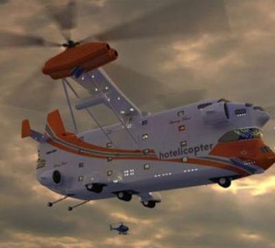 42 metrelik bir uzunlua ve 14 metrelik bir ykseklie sahip. Saatte 255km/saat hz yapabilen bu devasa helikopter aslnda yok. in iinde ise, havalan otelleri zinciri Yotel olduu konuuluyor....