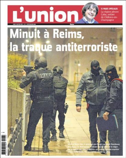 L'Union ise "Reim'de gece yars, terrle mcadele av" manetini att.