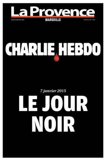 Marsilya blgesinin gl gazetelerinden La Provence "7 Ocak 2015 - Kara gn" manetini att.