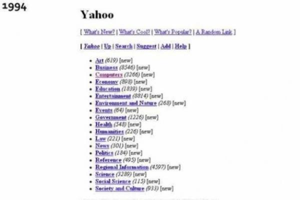 <br><b>Yahoo </b></br>  1994 ylnda Yahoo'nun anasayfasysa bundan ibaretti.