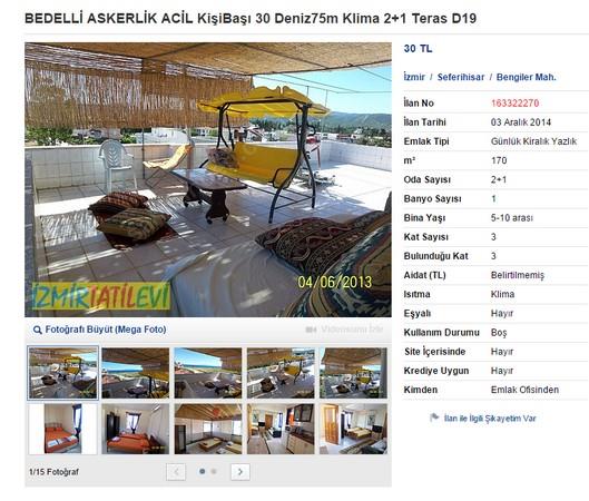Deniz Manzaral Villa (Gerek)<br>  28 yandan gn alm kiilerin 18 bin TL deyerek Bedelli Askerlik yapmalarna ilikin karar kartlan yasayla yrrlle girdi. Peki imdi bu 18 bin TL nereden bulunacak? Banka kredileri zellikle maal alanlarn imdadna yetiirken birok "Mehmetiin" de ykte hafif pahada ar rnlerini internet sitelerinden sattna ahit olmaktayz.