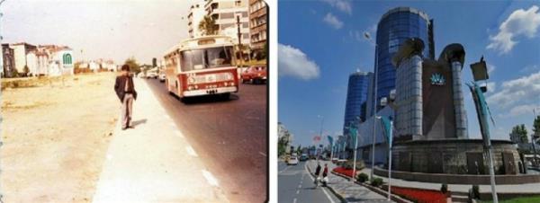 Akmerkez'in bulundu�u arazi (1980'ler) ve �imdiki hali