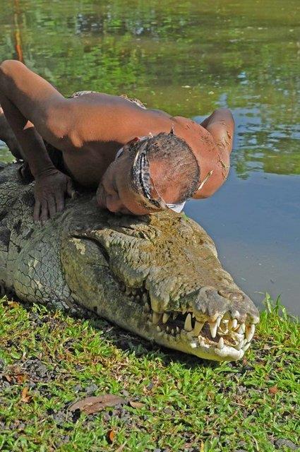 Timsahlarla arkada olan insanlarn cesareti grenleri akna eviriyor...