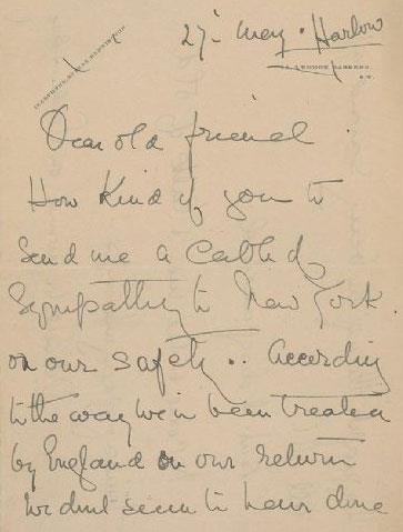 Kazadan bir ay sonra Lady Duff Gordon ngiltere'de bir arkadana yazd iki sayfalk zel bir mektupta, "ngiltere'ye dndkten sonra bu yaptmzn doru olmadn grdm. Bu utan deil mi!" satrlar yer alyor.