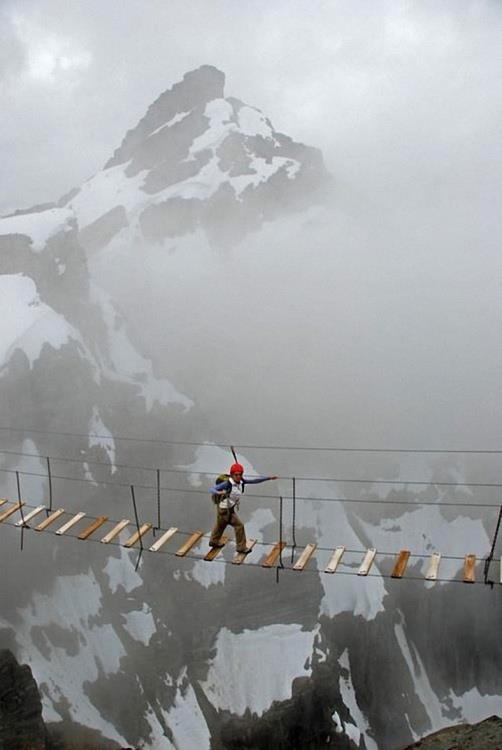 12) Skywalking on Mount Nimbus in Canada.